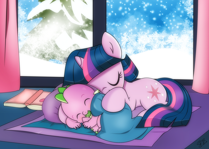 Winter Nap My Little Pony, Ponyart, Twilight Sparkle, Spike, Dsana