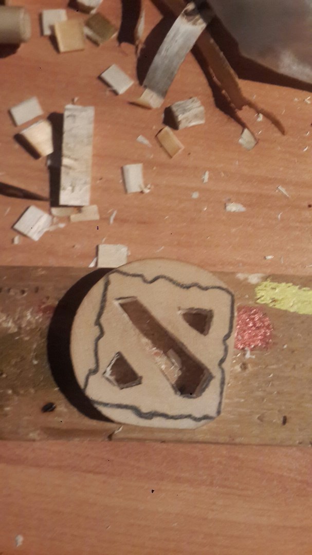 Dota logo from a saw cut tree. - My, Dota, Dota 2, Handmade, Handmade, Logo, , Longpost