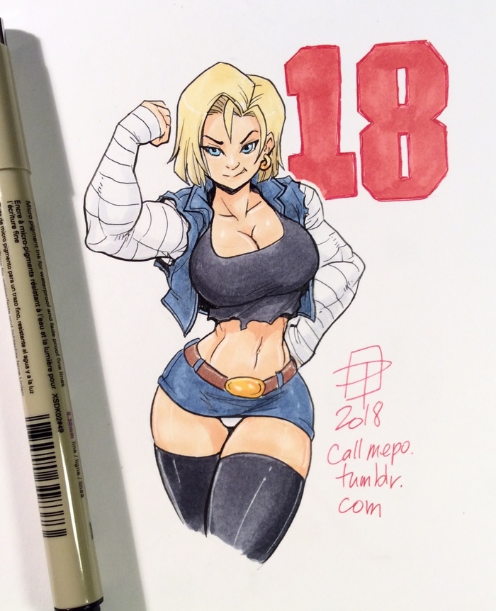 Android 18 - Callmepo, Art, Strong girl, Android 18, Dragon ball, Dragon ball z, Anime, Anime art