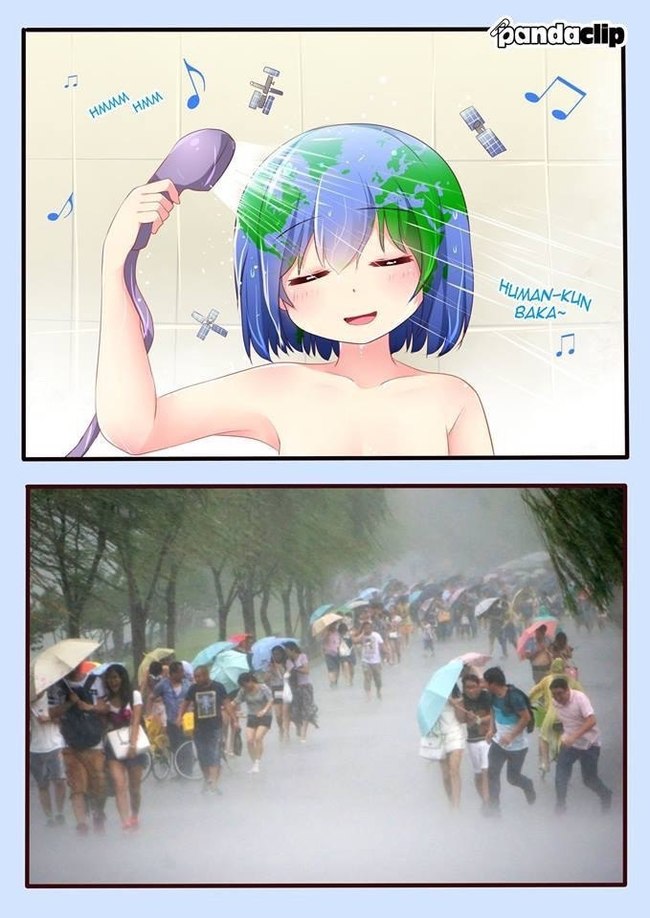 Earth-chan in the shower - Anime art, Anime, Not anime, Earth-Tian, Mascot, Humanization