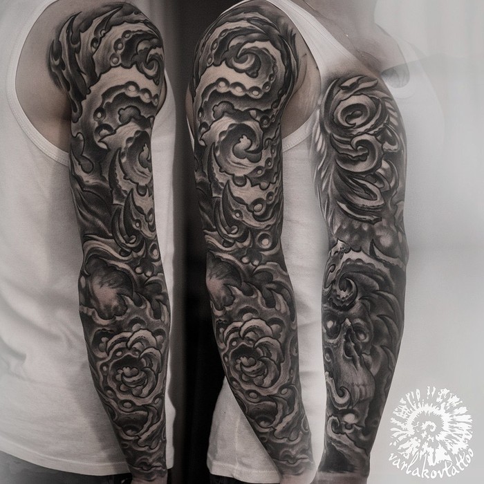 Fully healed sleeve. - My, Tattoo artist, Art, Tattoo Lovers League, Tattoo, Biomechanics, Tattoo, Biomechanical, Tattoo parlor