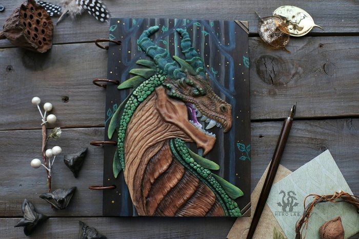 The Story of a Dragon - My, My, Handmade, Polymer clay, Notebook, The Dragon, Fantasy, Handmade, Longpost