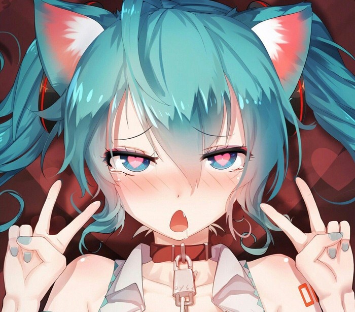 Hatsune Miku Neko art - Neko, Hatsune Miku, Not anime, Vocaloid