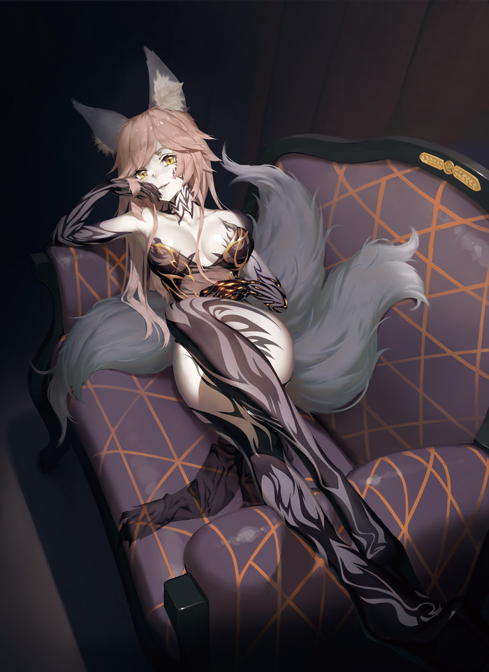 Anime art - Anime Art, Аниме, Fate Grand Order, Tamamo no Mae, Кицунэ, Dark persona