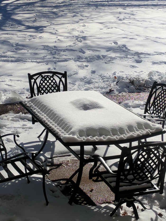 The snow on this table looks like your grandma's cake. - Reddit, Translation, Grandmother, Pie