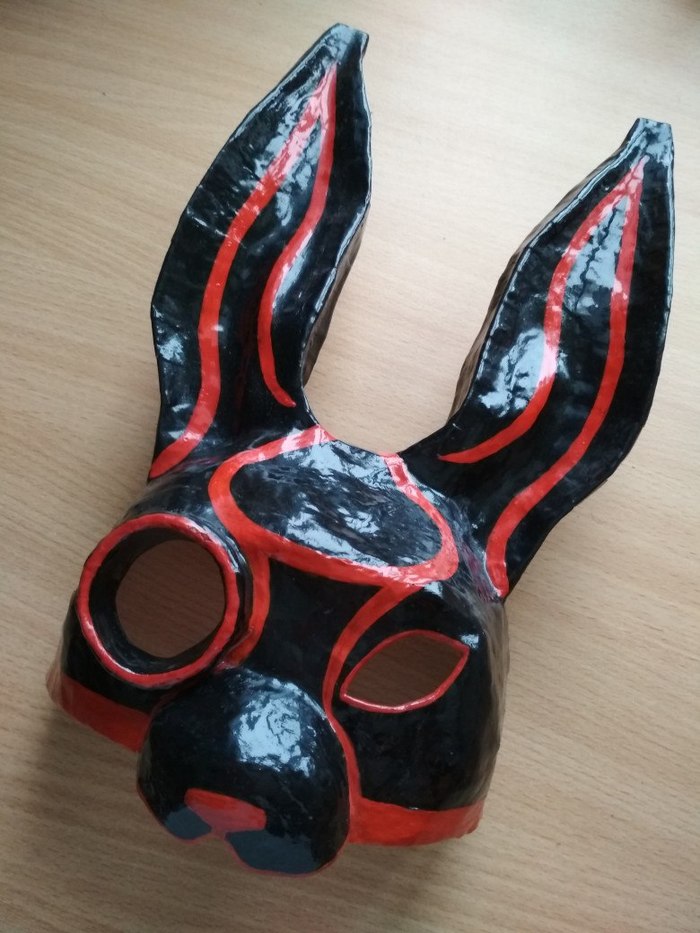 Rabbit mask - My, Mask, Rabbit, Hare, Handmade, Needlework without process, Pepakura, Papier mache, Longpost, Papercraft