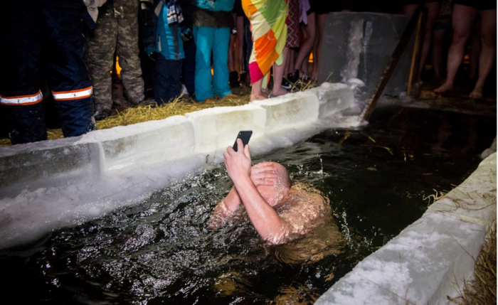 Category no comments... - , Selfie, Not mine, Swimming in the ice hole