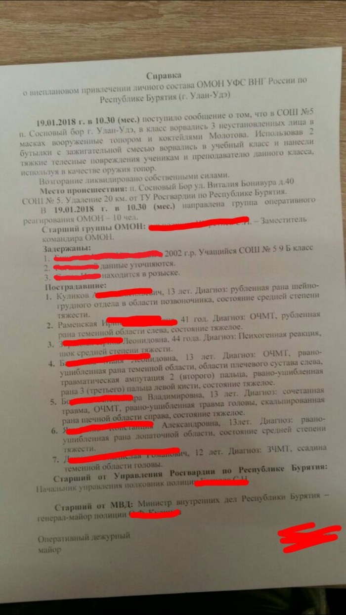 Нападение на школу в Улан Удэ - Школа, Покушение, Пострадавшие, Улан-Удэ, Бурятия