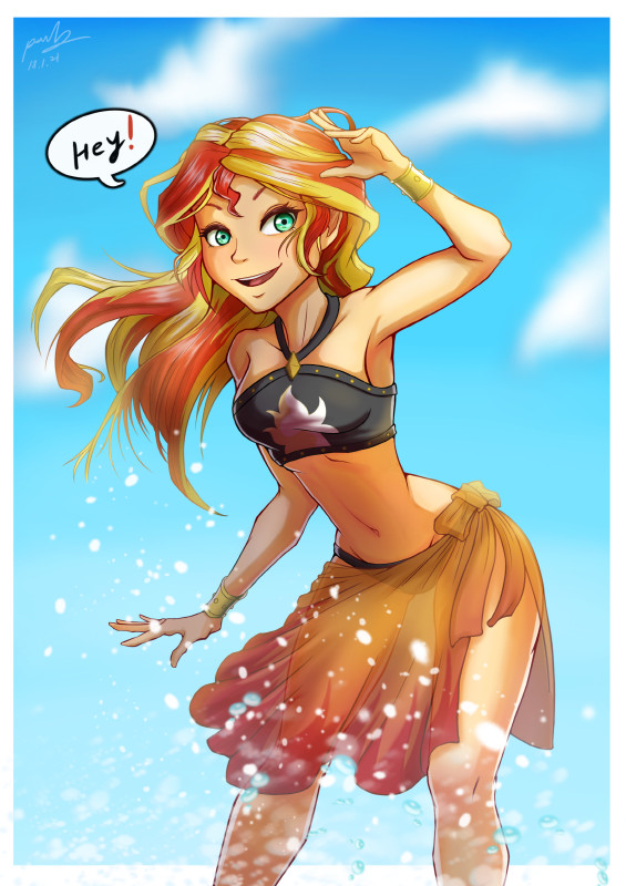 Sunset Shimmer in swimsuit