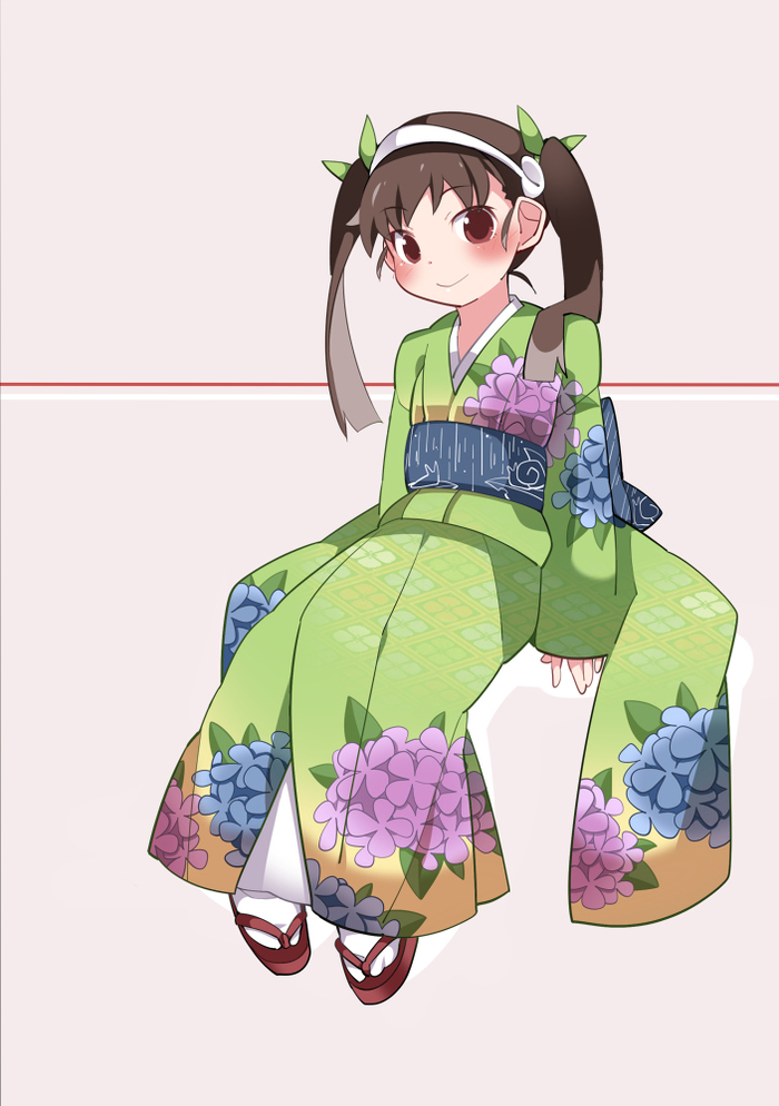 Girls and kimonos - Anime, Anime art, Monogatari series, Hachikuji Mayoi, Shinobu oshino, Ougi Oshino, Kanbaru suruga, Longpost