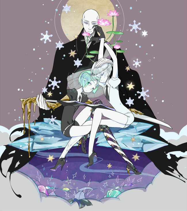 Зимний свет - Anime Art, Houseki No Kuni, Страна самоцветов, Phosphophyllite, Kongou-Sensei, Antarcticite, Аниме, Рисунок