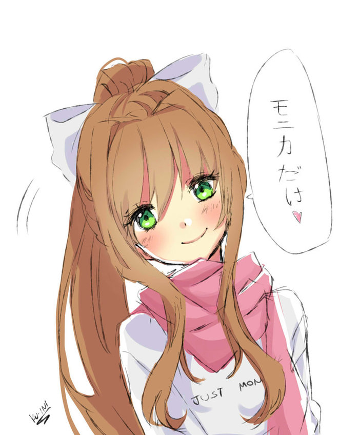 Just Monika - DDLC, Doki Doki Literature Club, Anime Art, Визуальная новелла, Monika