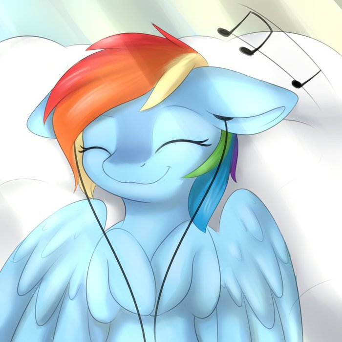 Chilling with music~ - My little pony, PonyArt, Rainbow dash, Dbleki