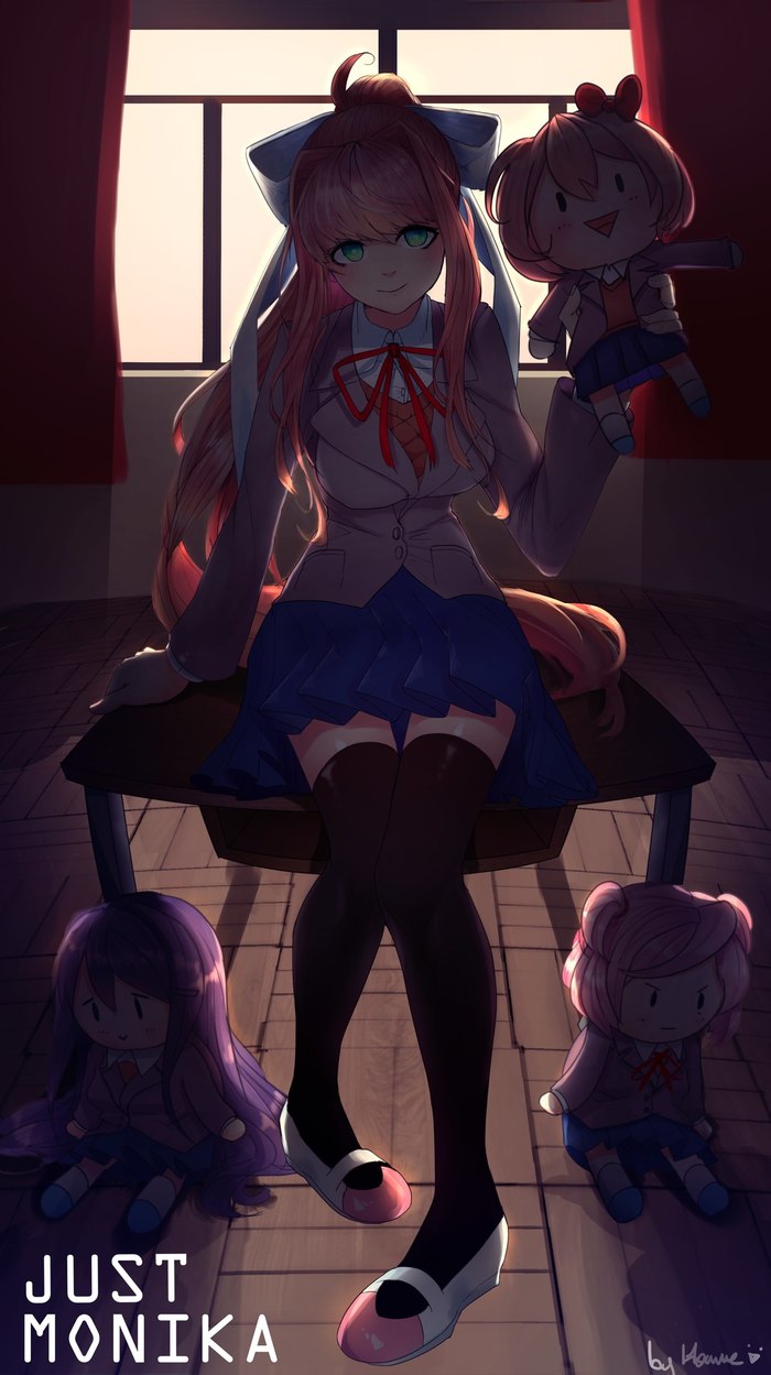 Just monika - Doki Doki Literature Club, Monika, Just monika, Anime art, Anime, Visual novel, Not anime, Art