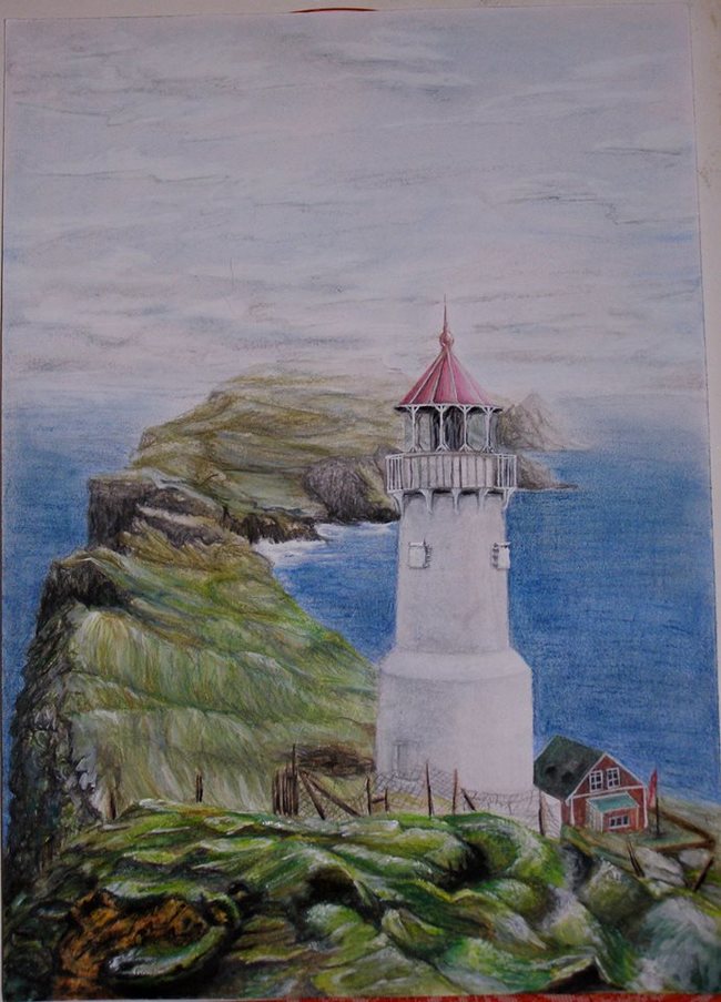Why not? - My, Lighthouse, Watercolor pencils, Gouache, Dry pastel