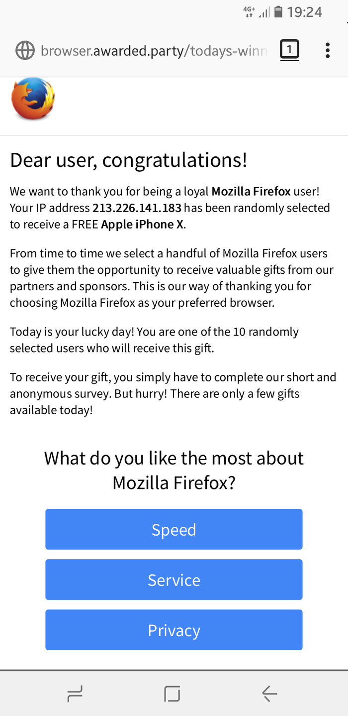 Scam in Firefox Mobile - My, Firefox, Virus, Attention, Theft, Longpost, Theft