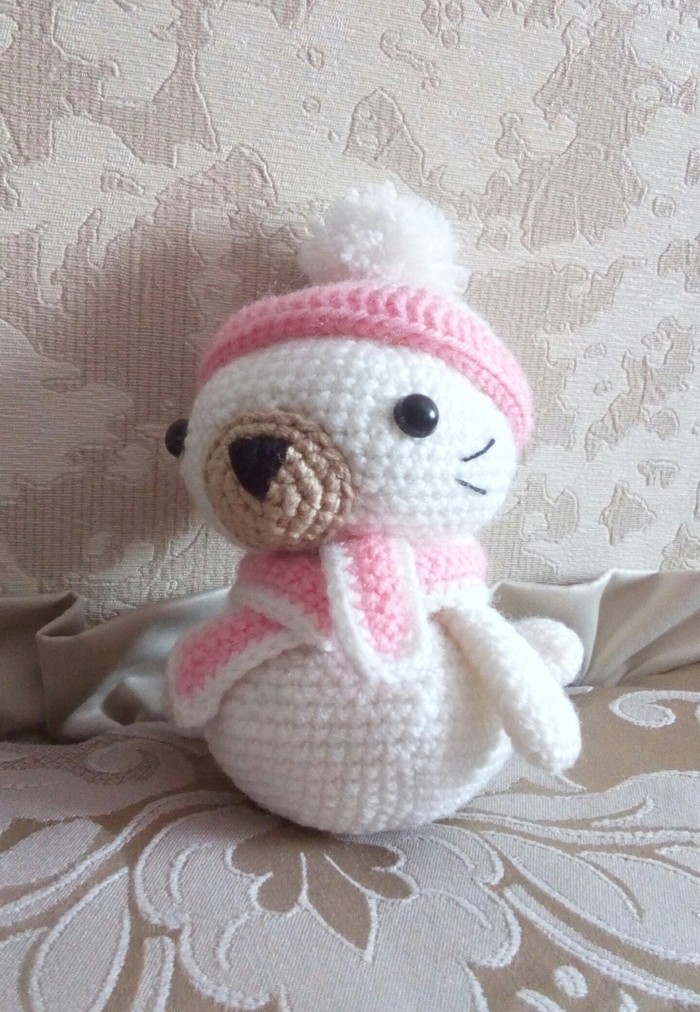 Knitted seal amigurumi - My, Knitting, Crochet, Knitted toys, Seal, Amigurumi, Needlework, Needlework without process, Longpost