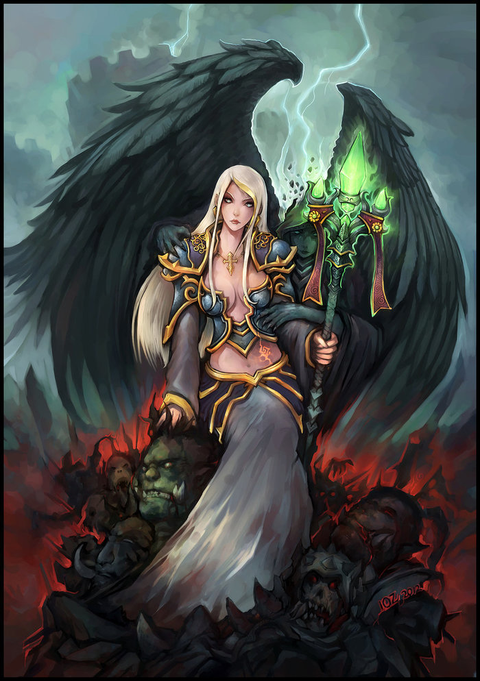 Jaina on the throne - Wow, World of warcraft, Warcraft, Jaina Proudmoore, Fantasy, Art, Not button accordion