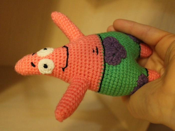 Patrick Starfish - Crochet, My, Longpost, Needlework without process, Knitted toys