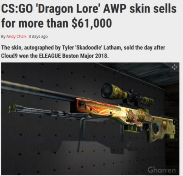 CS:GO rifle skin Dragol Lore sold for more than $61,000 WTF??? - Rave, CS: GO, Awp, Games, Loot