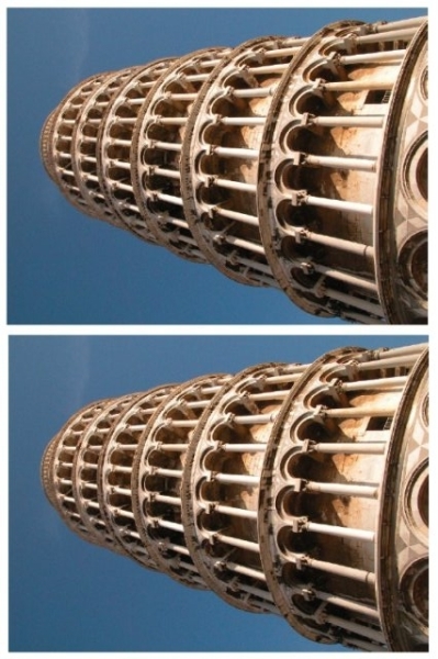 Which tower is more tilted? - Leaning tower of pisa, Optical illusions