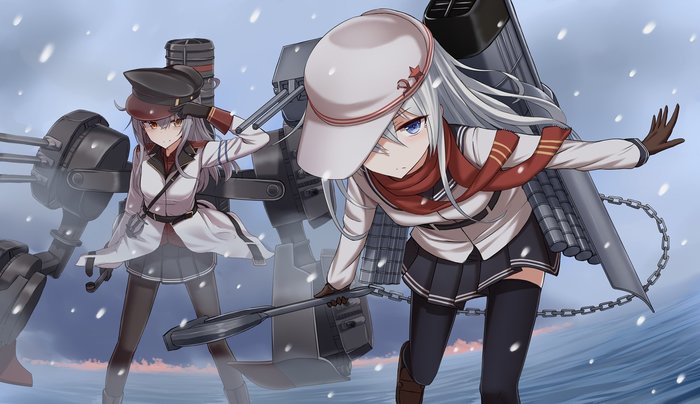 Товарищи выходят в бой - Kantai Collection, Gangut, Verniy, Anime Art