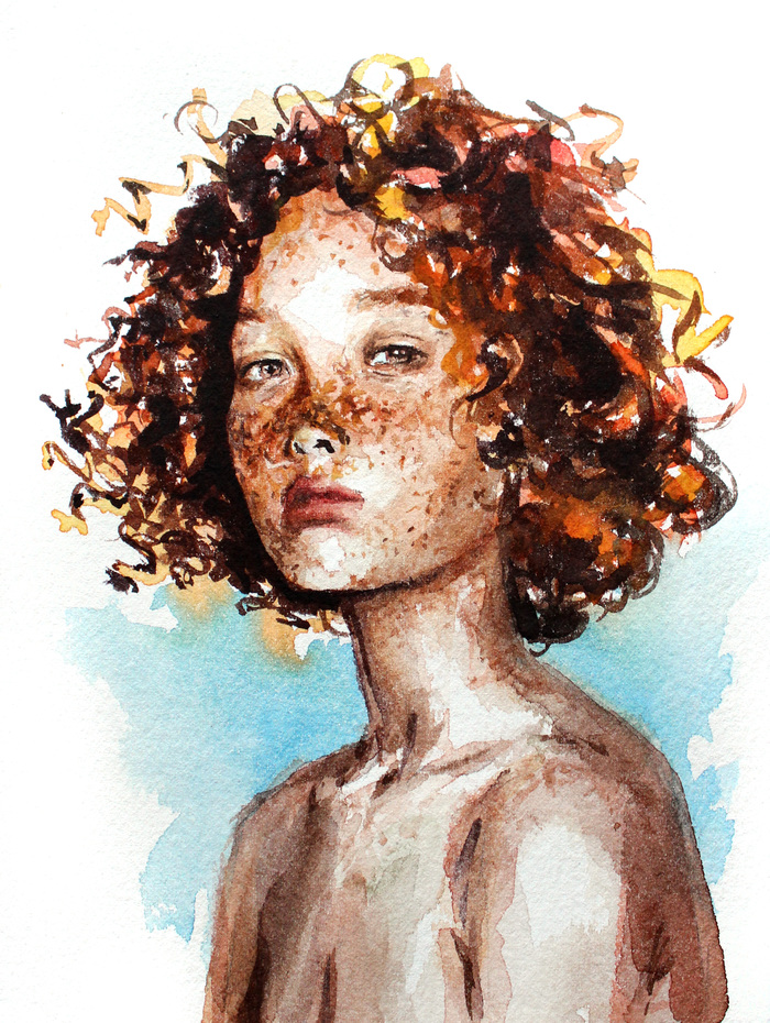 Ginger. (And yet, he or she?) - My, Drawing, Portrait, Watercolor, Redheads, Artist, Illustrations