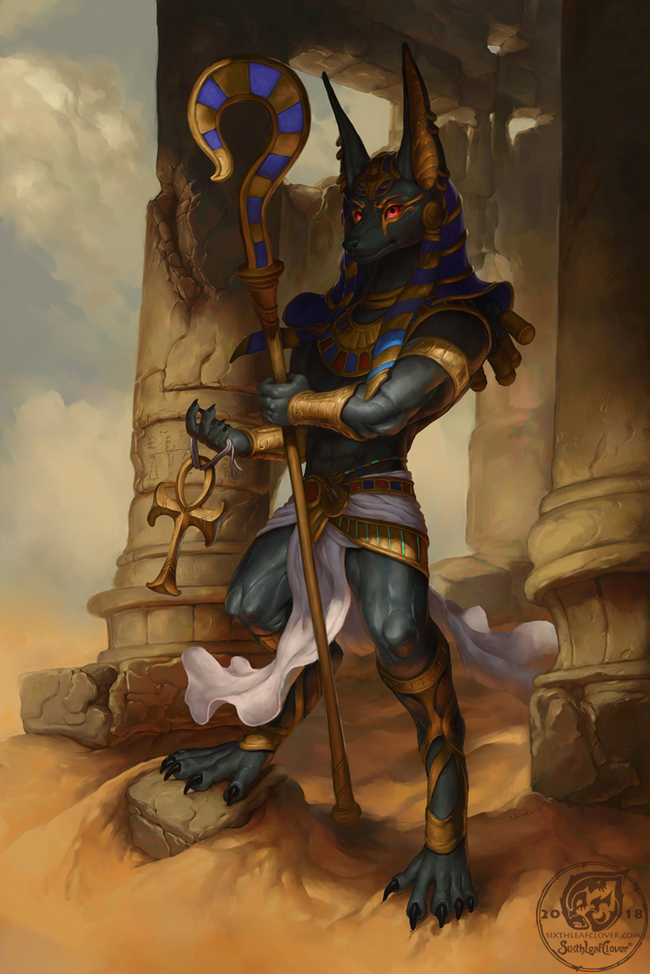 Lord of the Underworld - Furry, Art, Anubis, Sixthleafclover, God