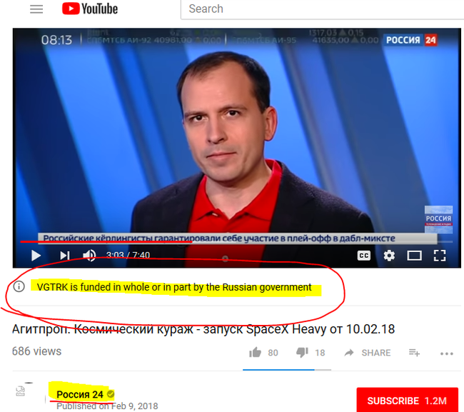 Since when did Youtube start tagging government-sponsored channels? - , Cnn, Propaganda, Politics, Russia 24