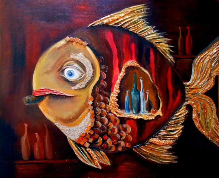 cube fish - My, My, A fish, Butter, Canvas, Cuba, Painting, Artist