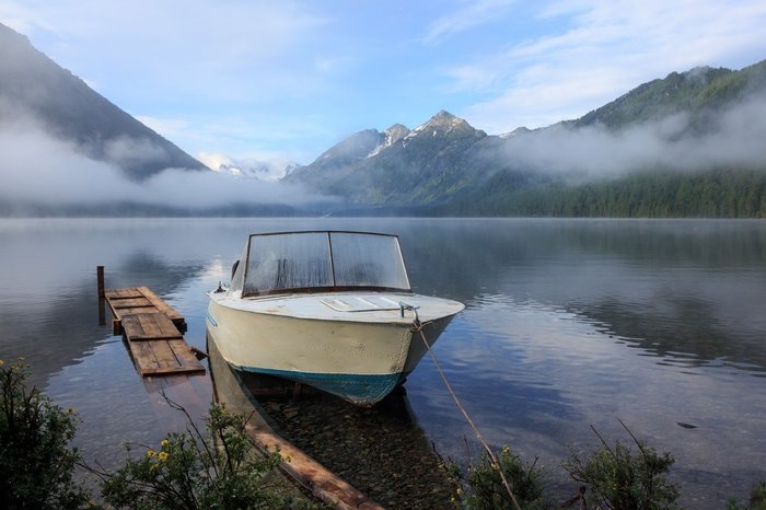 Morning of Multinskoye Lake. - Mountain Altai, Cartoon, Lake, The photo, Altai Republic