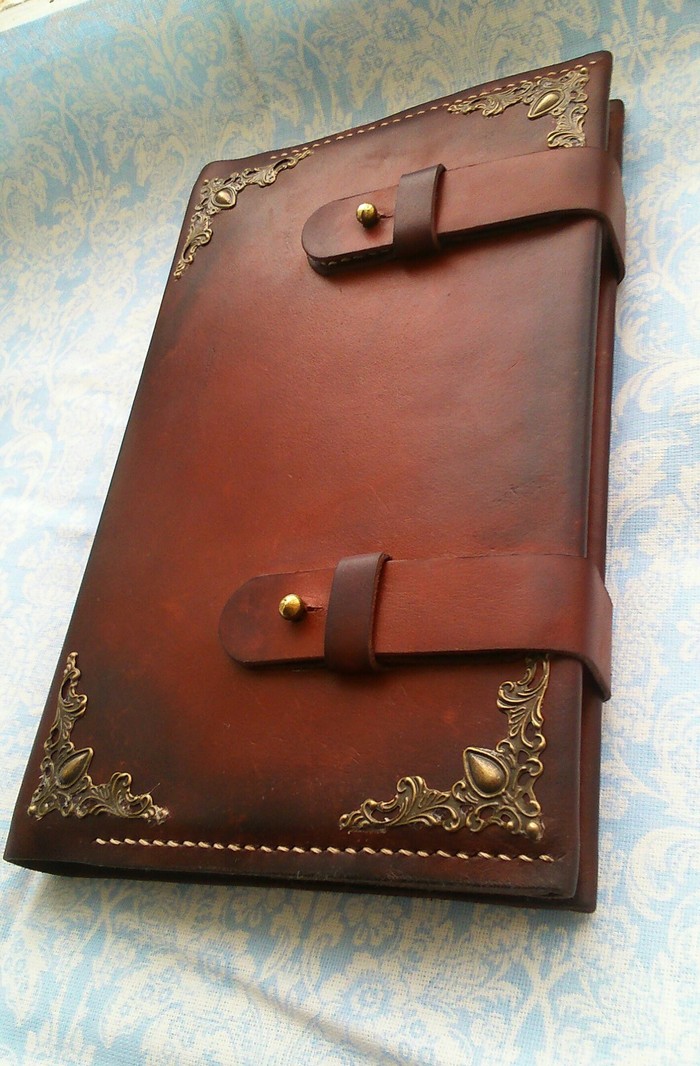 Leather diary covers - My, Needlework, Cover, , Diary, Longpost