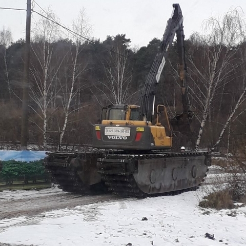 Экскаватор - Экскаватор, Болото, Техника, Чистка прудов в Москве