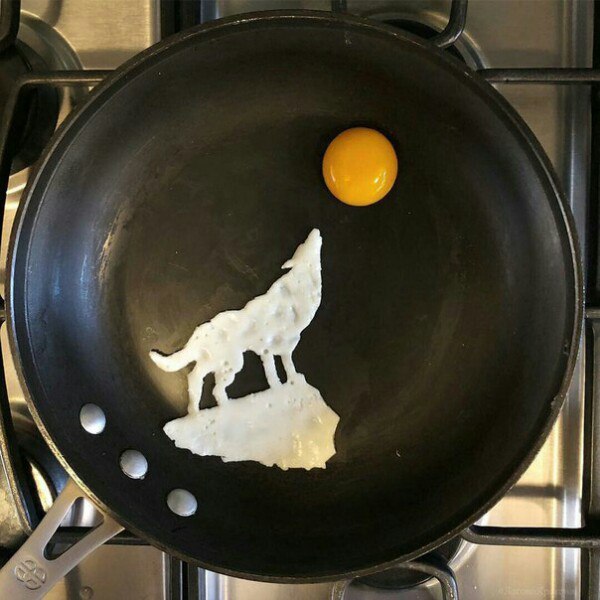Scrambled eggs wolf. - Omelette, Humor