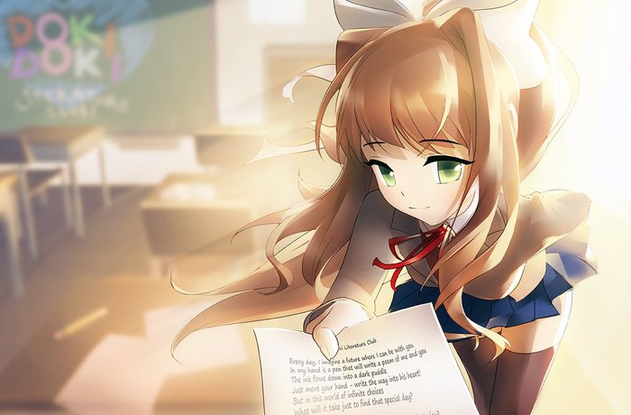 Your reality - Anime art, Monika, Doki Doki Literature Club, Not anime, Visual novel, Art, Anime