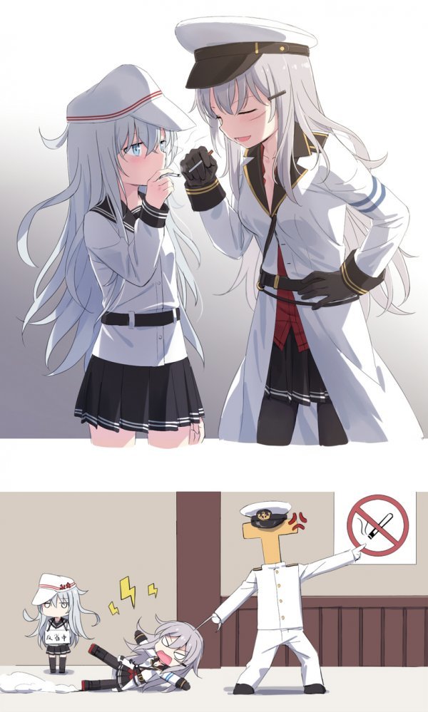 Do not smoke at the base! - Kantai collection, Gangut, Verniy, Admiral