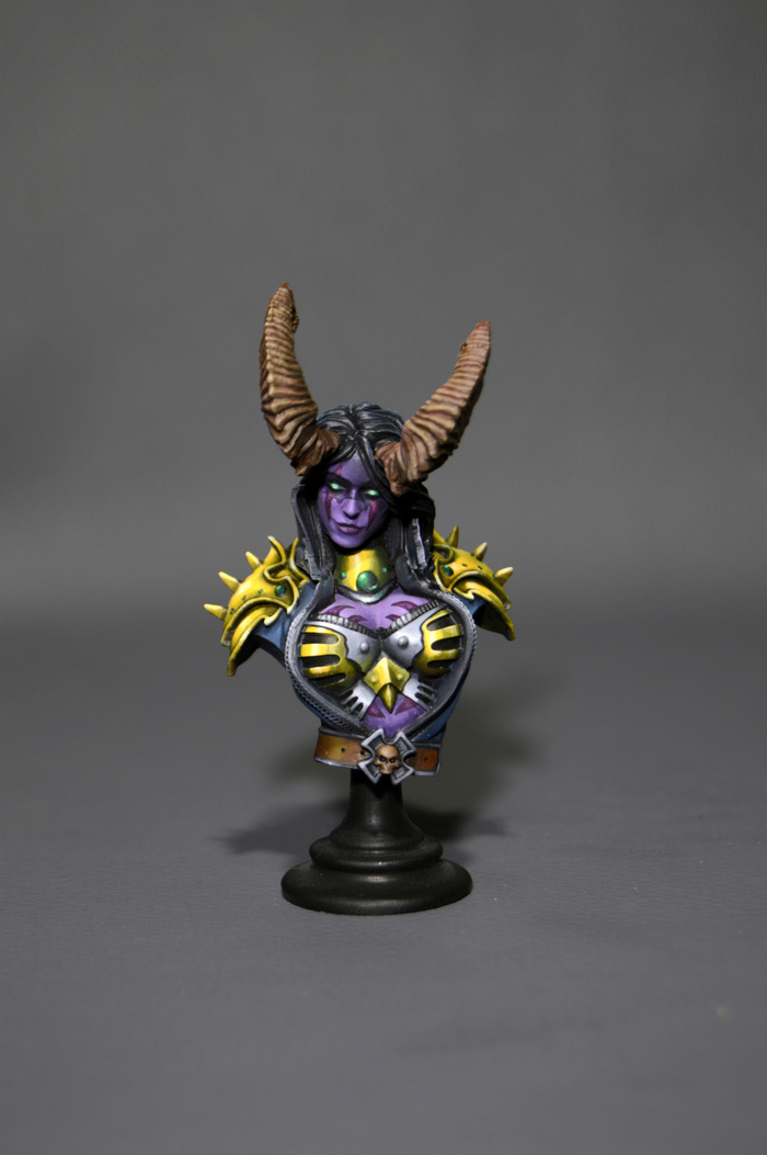 Demon hunter. Bust painting. - Warcraft, World of warcraft, Wow, Handmade, My, Longpost, Miniature, Painting, Hobby