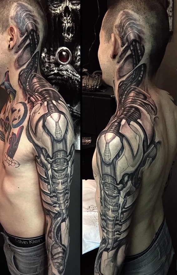 Master in touch: Biomechanical - make yourself a cyborg and improve yourself - My, Tattoo, Tattoo sketch, Sketch, Art, Master, Tattoo, Tattooink, Biomechanical, Longpost