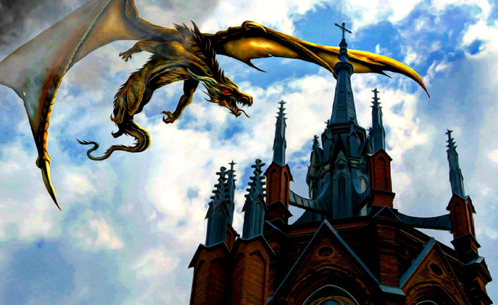 Fantasy and Reality - My, Beginning photographer, The photo, Fantasy, Fantasy, The cathedral, The Dragon, Experiment, Canon