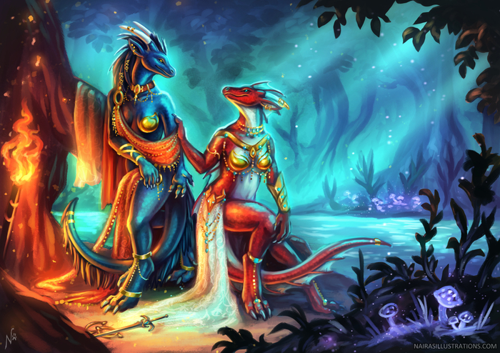 love under the moon - NSFW, Furry, Art, Naira, The Dragon, Landscape