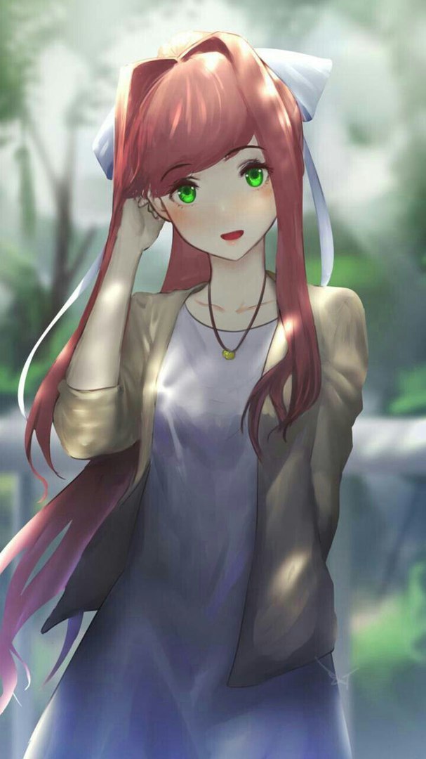 Monika - Anime, Anime art, Monika, Doki Doki Literature Club, Not anime, Visual novel