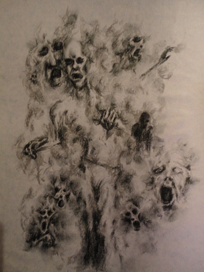 Fear - My, Fear, Charcoal drawing, Phobia