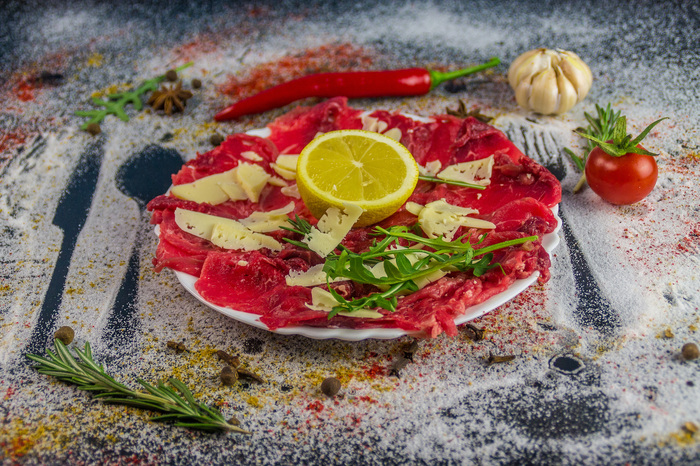 Meat, spices, camera - My, The photo, Canon, Spices, Meat, Carpaccio, Longpost