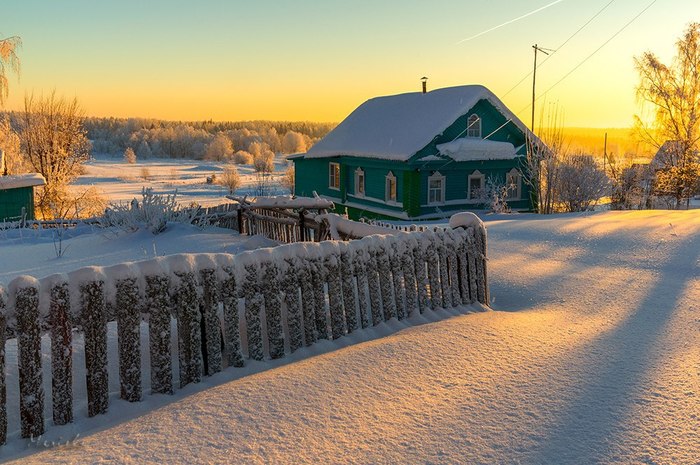 Winter in the village - Vologodskaya Oblast, Village, Winter, Snow, freezing, Snowdrift, The photo, Nature, Longpost