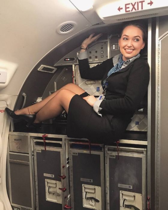 Beautiful flight attendants are not only in films - Stewardess, Beautiful girl, The photo, Selfie, From the network, Longpost