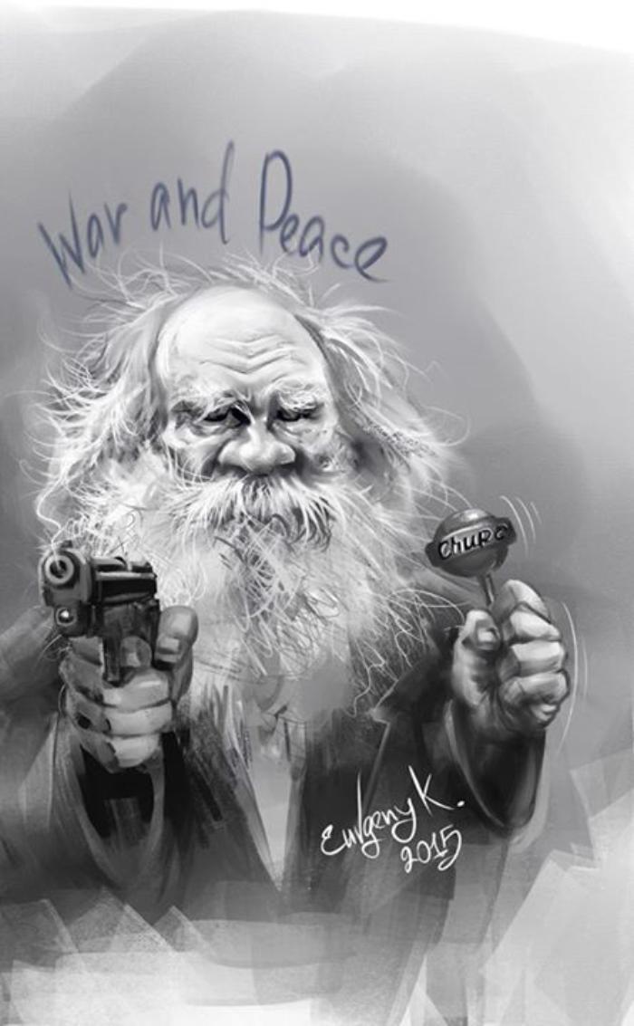 Leo Tolstoy War and Peace - Lev Tolstoy, War and Peace, Caricature, War and Peace (Tolstoy)