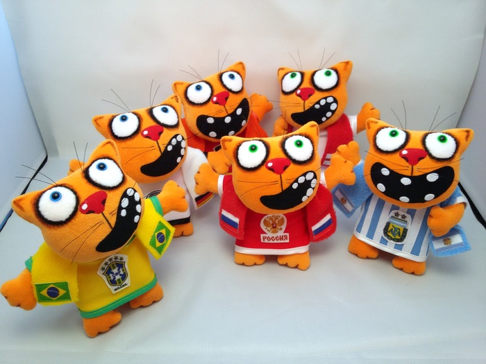 For the 2018 World Cup - World championship, Needlework without process, Soft toy, With your own hands, My, Football, cat, Longpost, Vasya Lozhkin