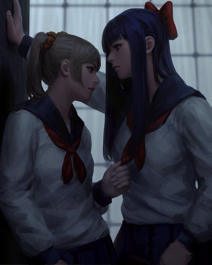 Pop Team Epic - Anime Art, Аниме, Pop Team Epic, Pipimi, Popuko, Guweiz