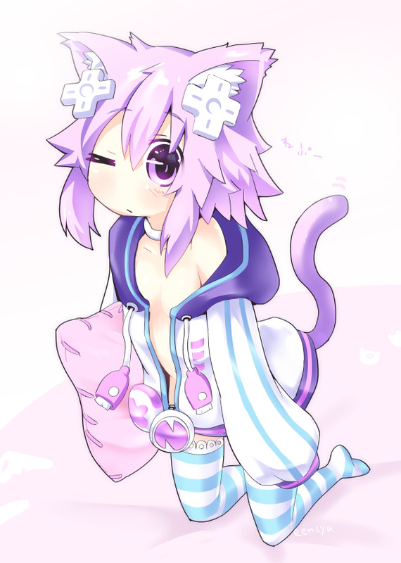 Neko Nepu - Hyperdimension Neptunia, Neptune, Eencya, Anime Art, Аниме