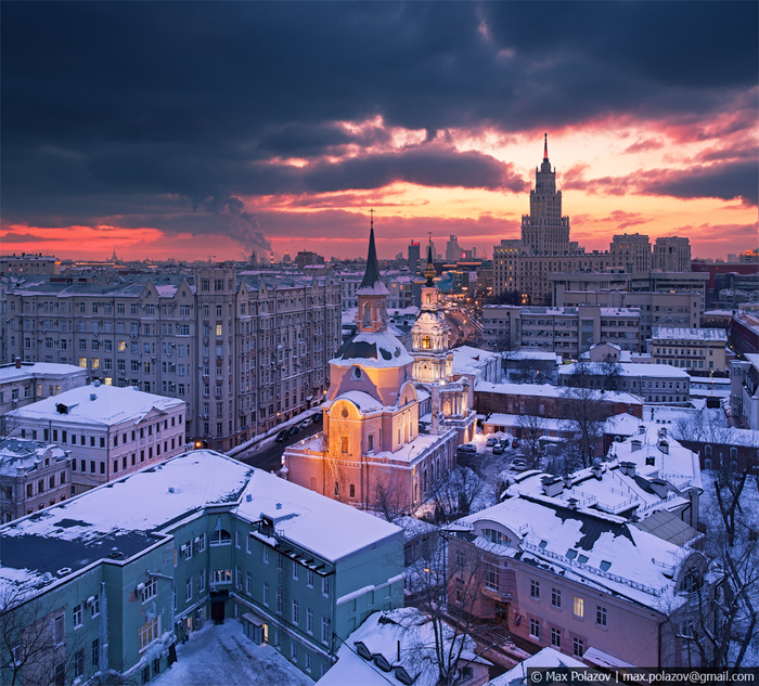 Зимний закат - Моё, Фотография, Max Polazov, Москва, Крыша, Высота, Закат